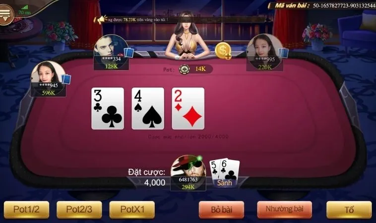 Bàn chơi Xì Tố Tại Hay88